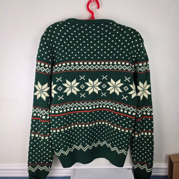 Elf Santa I Know Him Men's Green Christmas Sweater Size Medium - Picture 4 of 4
